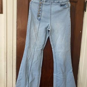 Light Blue High-Waisted Flare Jeans